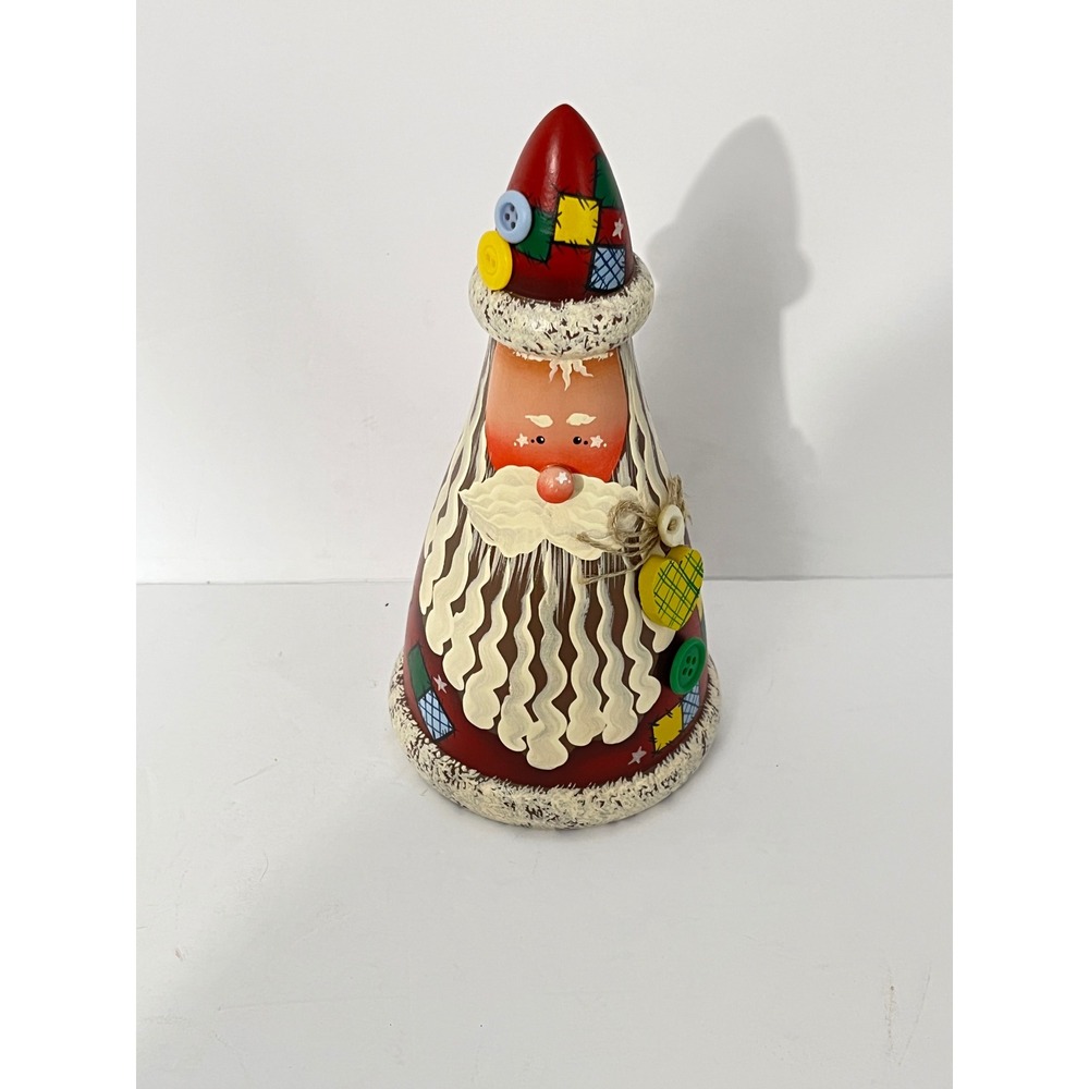 Dawn Hand Painted Santa Figurine Red Vintage 1993 Folk Art Patchwork